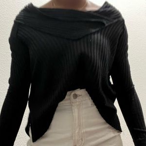 Free People Black Crossover Sweater NWT